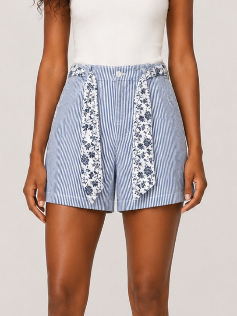 St. John's Bay Pinstripe Tie-Waist Shorts Nwt